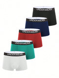 9267 a04-09 Hombres 5 piezas Calzoncillos boxer de cintura con cinta con letra