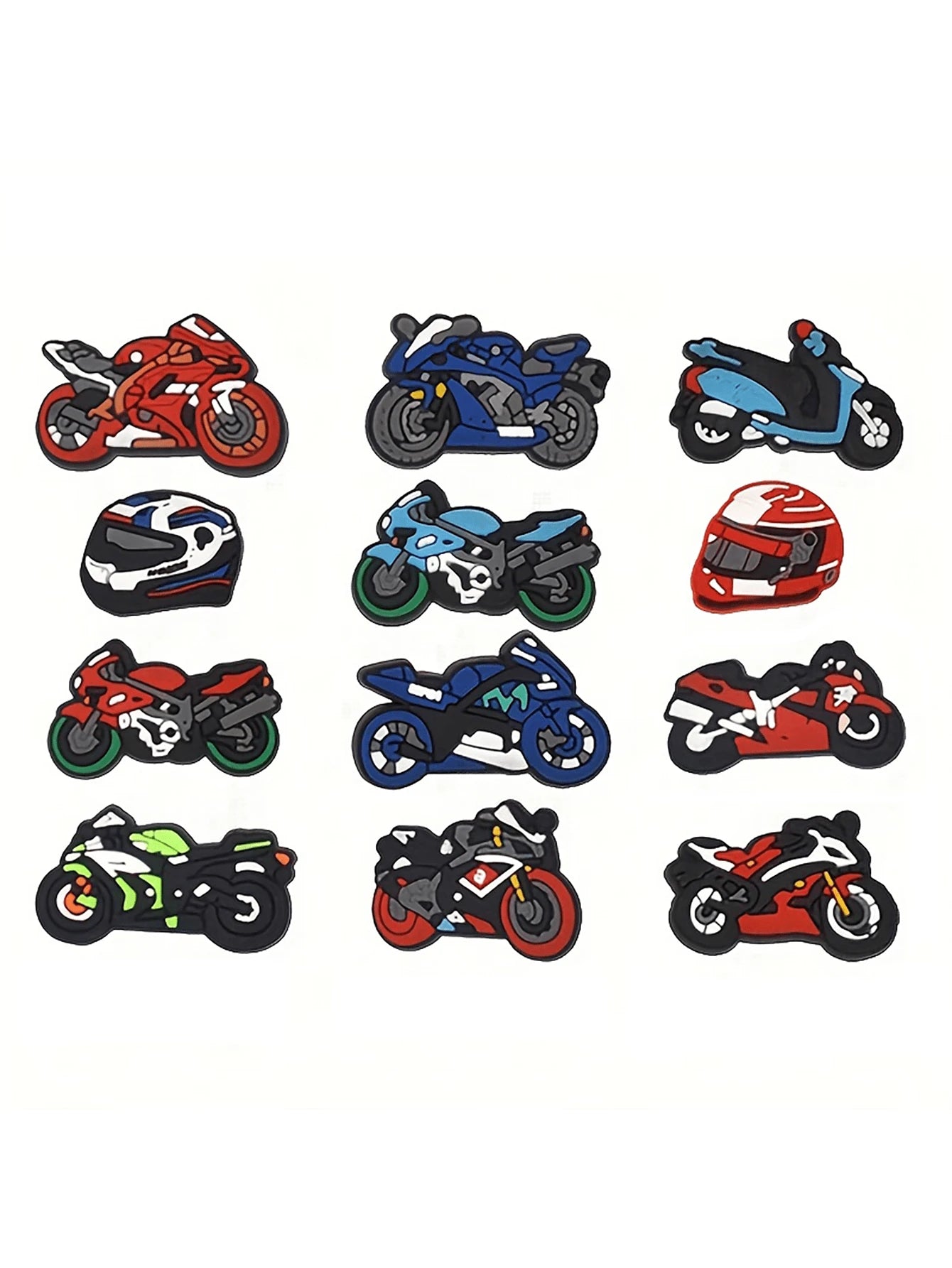 6743 1b-05-14 Set 12 Diseños Decoraciones De Zapatos Para Agujeros Con Diseño De Motocicleta