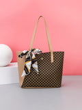 14937 1t-002 Bolso de mano/hombro en color albaricoque con estampado de letra de costura