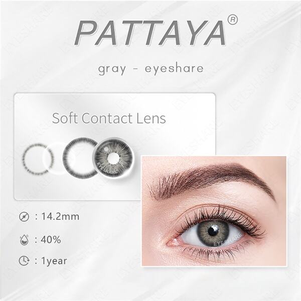 7520 1b-01-21 Un Par De Lentes De Contacto De Color Púrpura Gris Para Maquillaje De Ojos Con Un Diámetro De 14