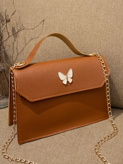 7542 1c-01-10 Bolso De Hombro Cuadrado Pequeño De La Decoración De Mariposas De Metal Moderno Y A La Moda Para Mujeres Con Estilo