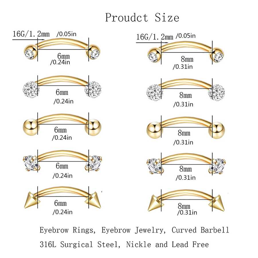 15292 1b-052 5 piezas de joyería de perforación de torre