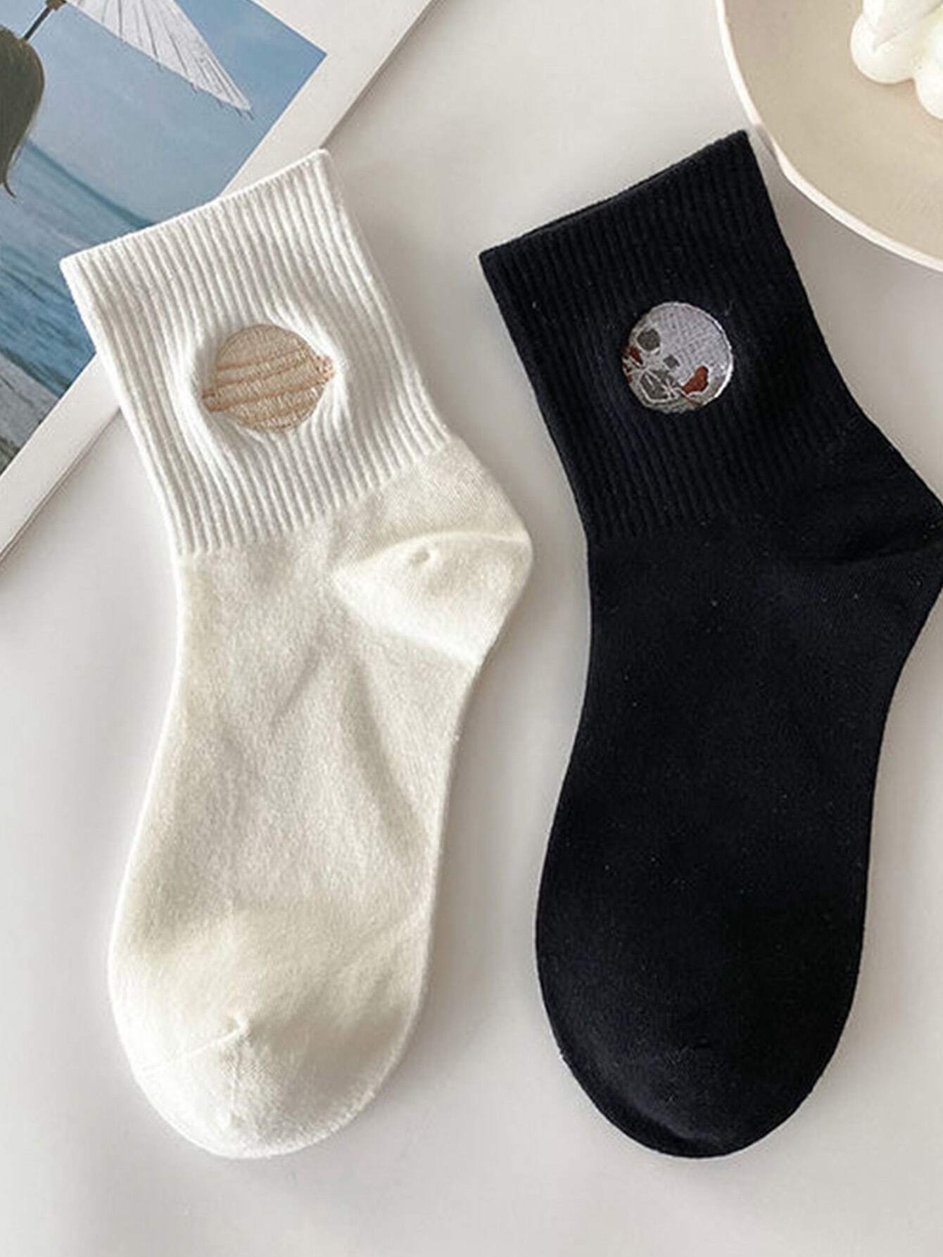 5989 a01-12 4 Pares/pack Calcetines Cortos Para Hombre Con Diseño De Luna