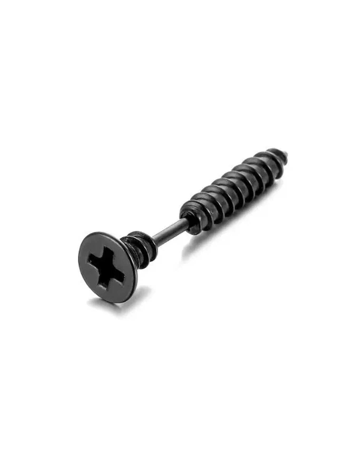 5204 1b-071 Una pieza de Arete negro tornillo tachuela de acero inoxidable de hombres uso diario