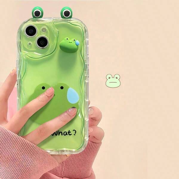 6797 2t-014 Funda con Pegatina De Resina En 3d De Diseño De Rana Para Iphone