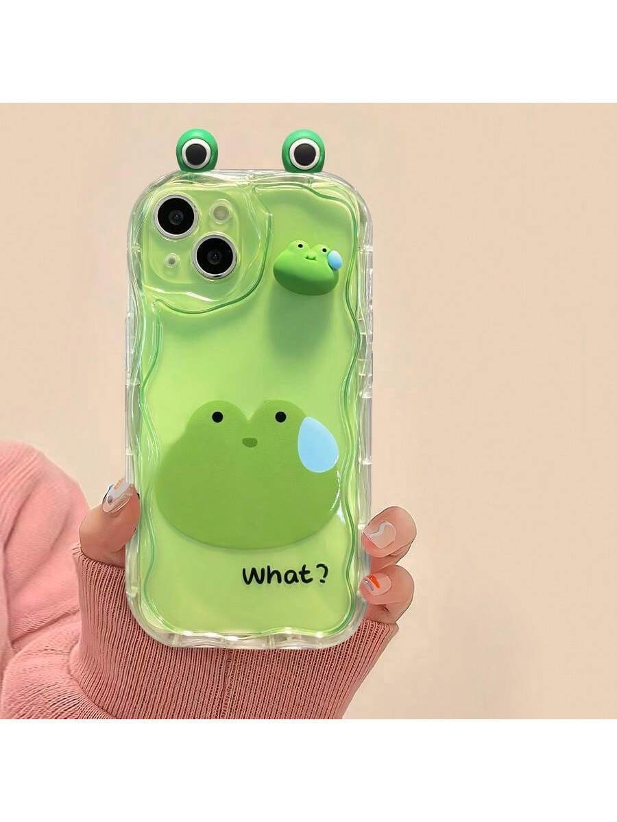 6797 2t-014 Funda con Pegatina De Resina En 3d De Diseño De Rana Para Iphone