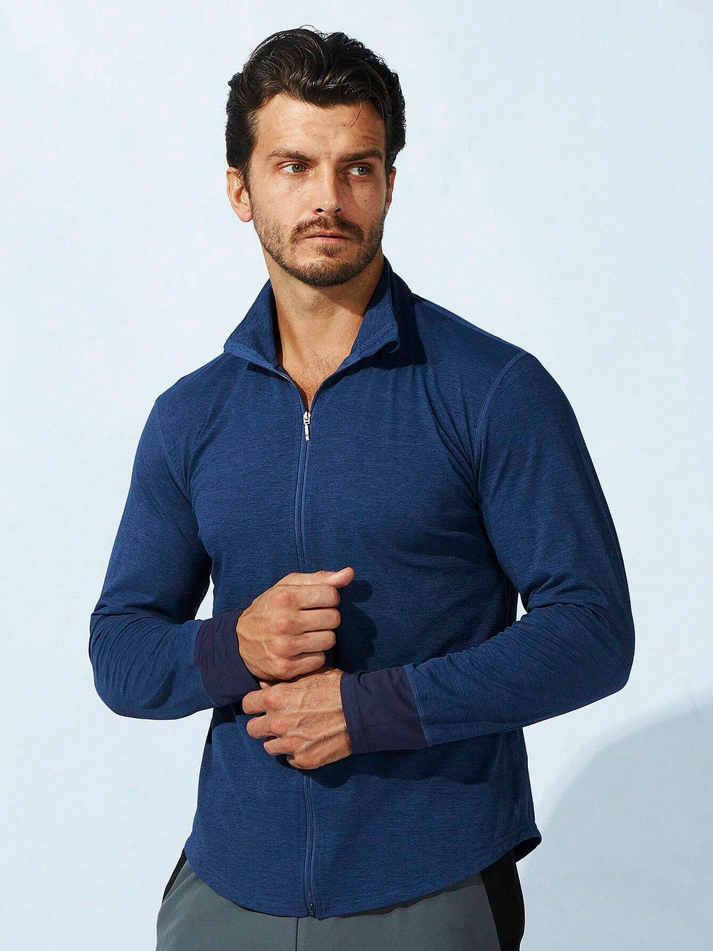 5952 1t-006 Casaca deportiva unicolor con cremallera
