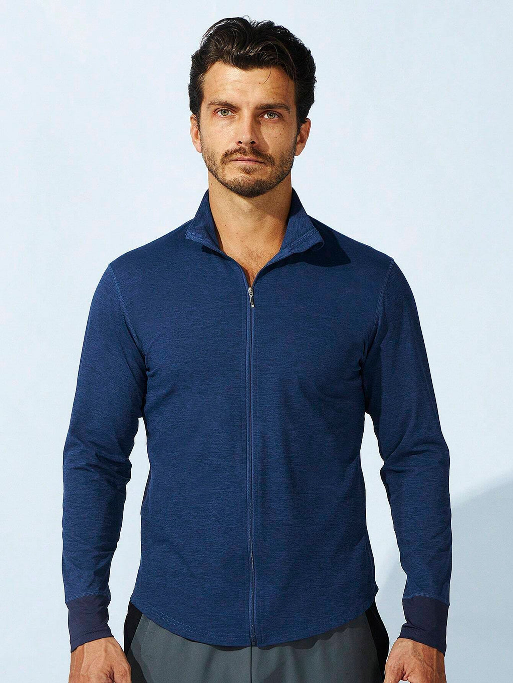 5952 1t-006 Casaca deportiva unicolor con cremallera