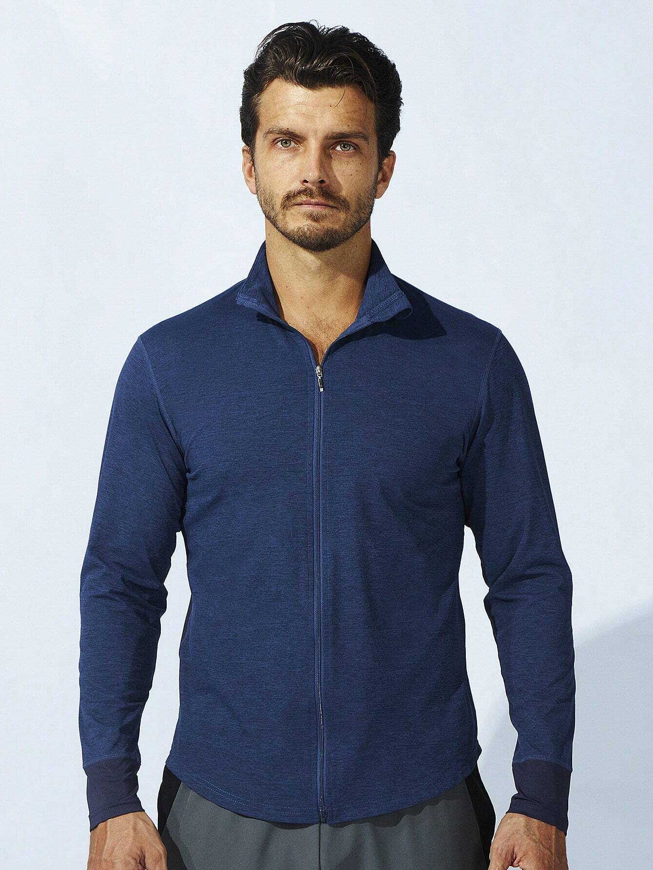5952 1t-006 Casaca deportiva unicolor con cremallera