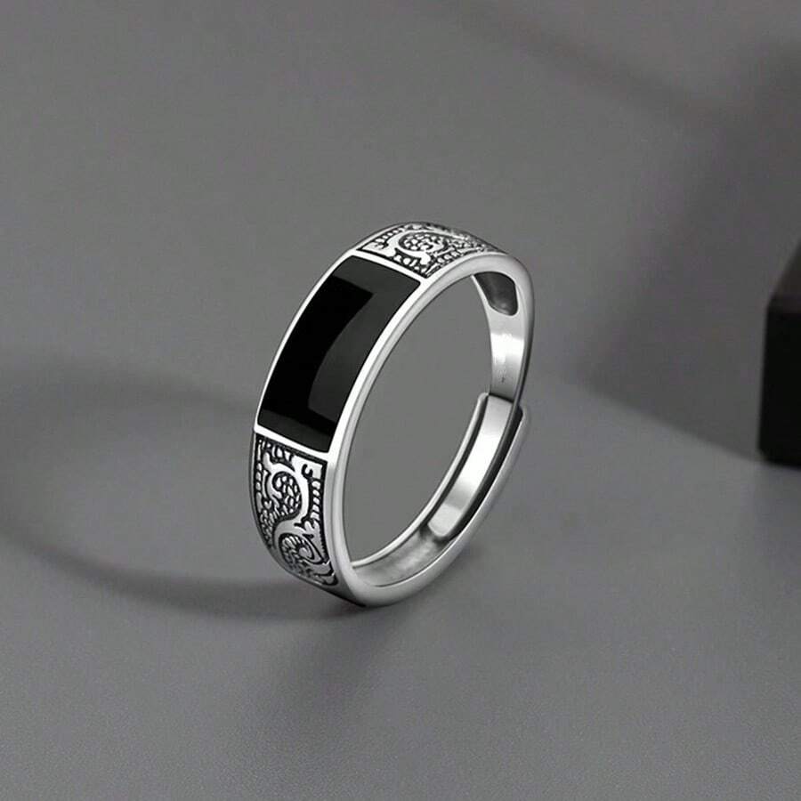 10314 1b-057 UnaPieza Anillo Vintage Grabado De Dragón Con Diseño Simple Y Abertura