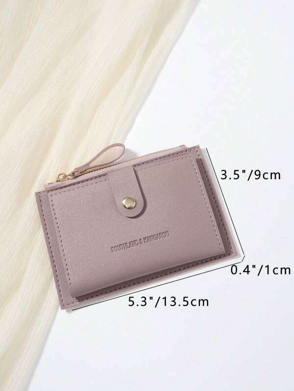 7609 a03-05 Billetera Pequeña De Diseño Plegable Con Detalles De Letras De Color Lila
