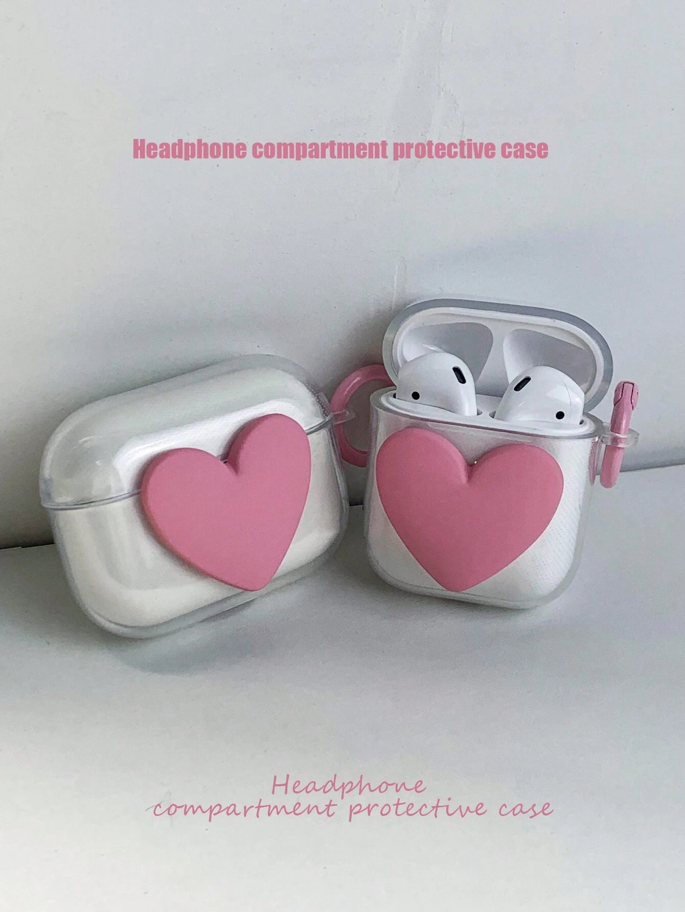 9630 b01-33 Estuche De Auriculares Tpu En Forma De Corazón 3d Compatible Con Airpods