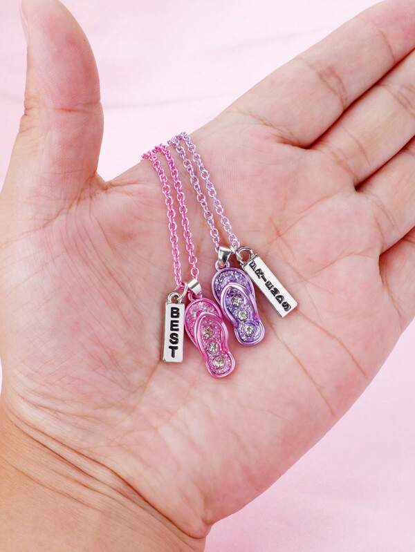 6041 1b-077 Dos Piezas Collar Colgante Degradado Electrochapado