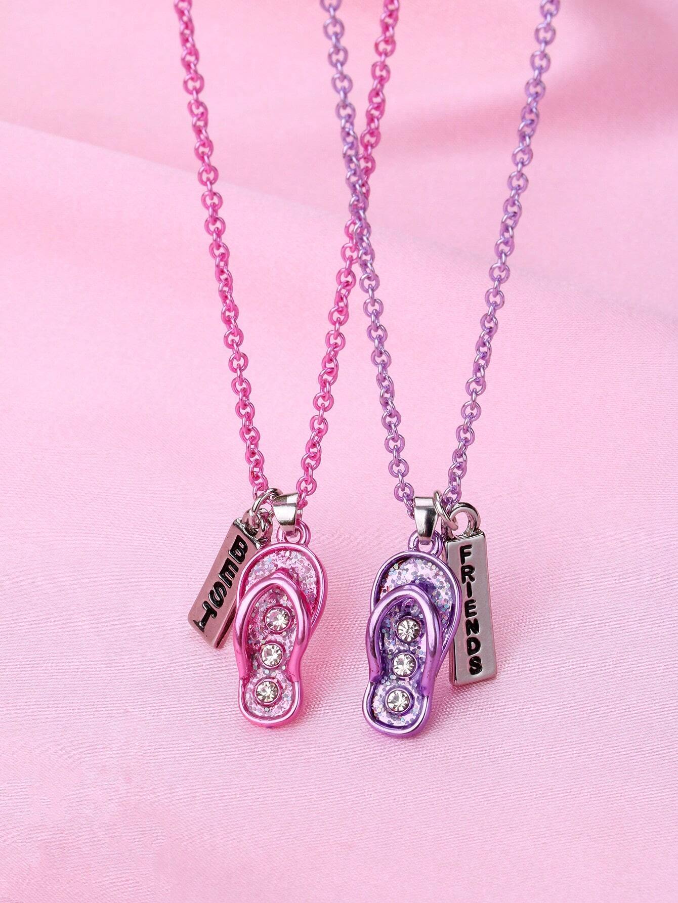 6041 1b-077 Dos Piezas Collar Colgante Degradado Electrochapado