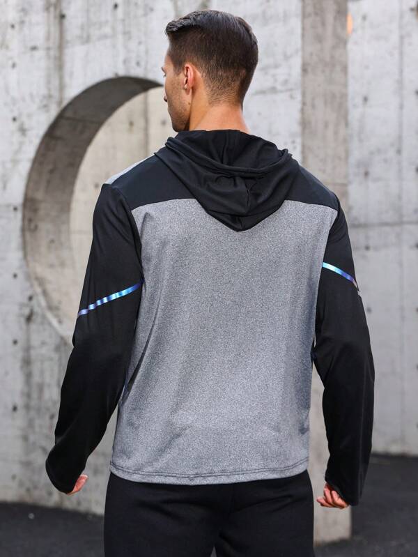 5496 1t-011 Cazadora deportiva de color combinado con cordón con capucha