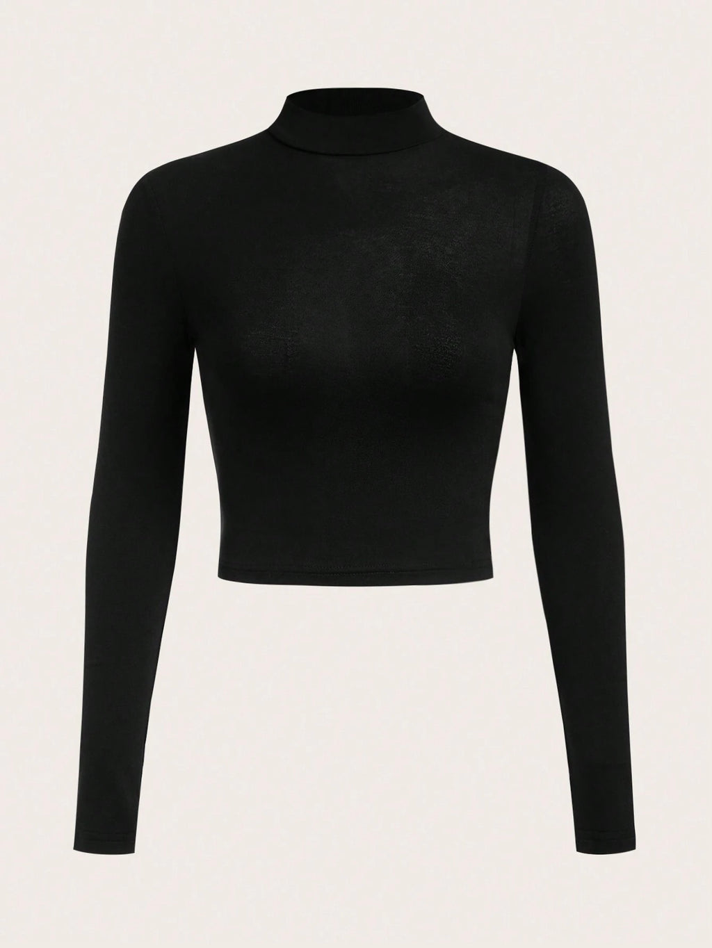 7762 a08-06 Camiseta corta delgada unicolor de cuello alto