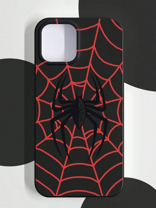 7074 1b-046 Funda protectora de silicona con estampado de telaraña negra y textura mate