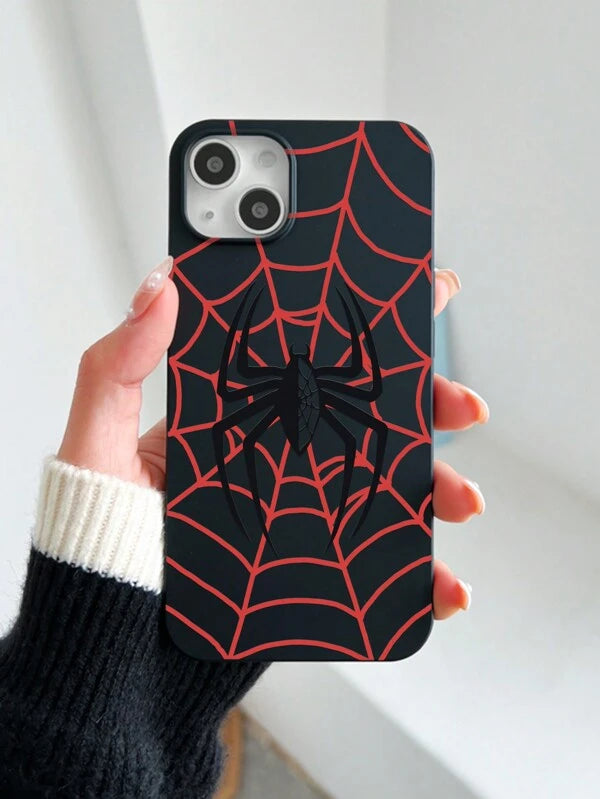 7074 1b-046 Funda protectora de silicona con estampado de telaraña negra y textura mate