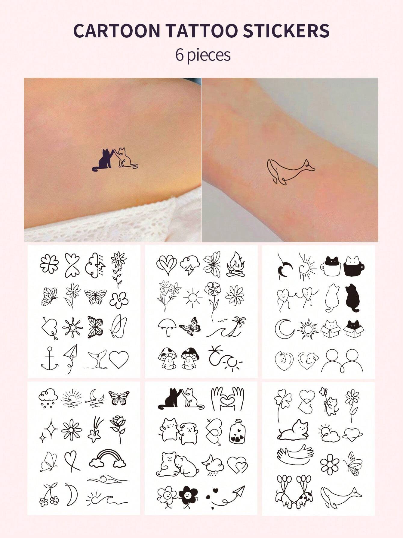 7910 a13-02 Seis hojas de tatuaje falso