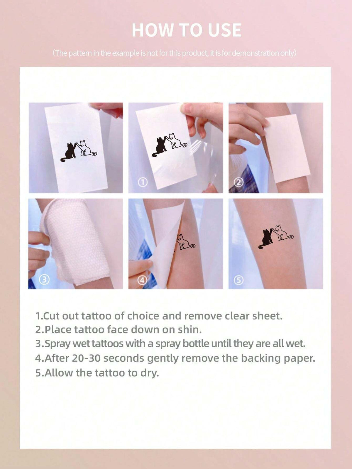 7910 1b-02-05 Seis hojas de tatuaje falso