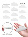 11129 1b-055 10 pegatinas de pared con forma de nube plateada con efecto espejo