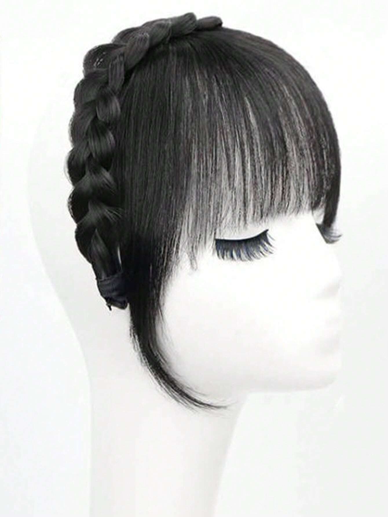 6326 1c-02-06 Una Extensión De Cabello De Color Sólido Con Flequillo Y Trenzas Retorcidas