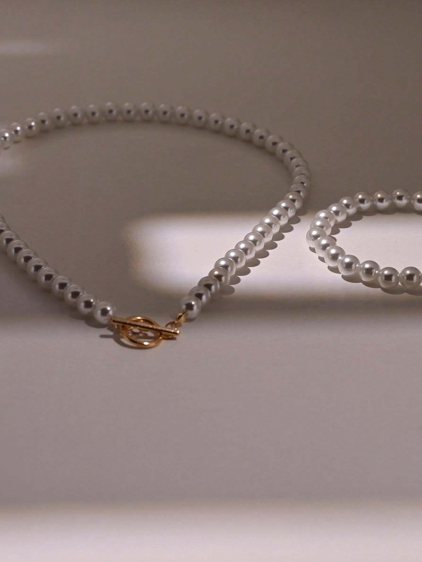 15676 1b-015 Collar Y Brazalete De Perlas