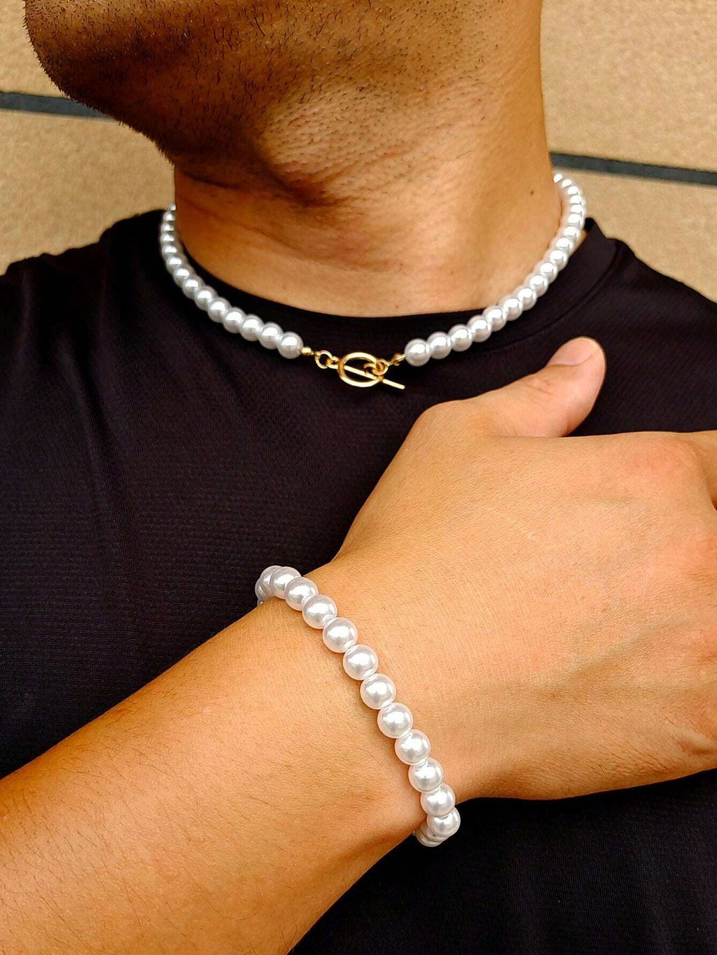 15676 1b-015 Collar Y Brazalete De Perlas