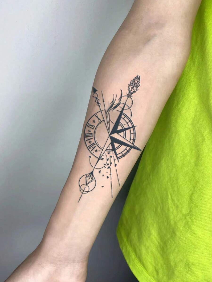 11733 1b-02-02 Tatuaje temporal con diseño creativo de estrella de seis puntas