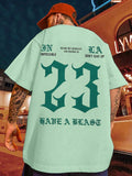 7800 1t-006 Camiseta de hombros caídos con estampado de letra