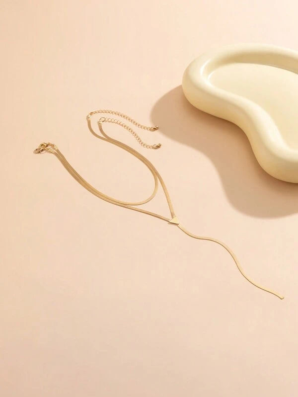 7078 b01-19 Un set/2 piezas simple cadena de metal de mujeres clavícula Set collar