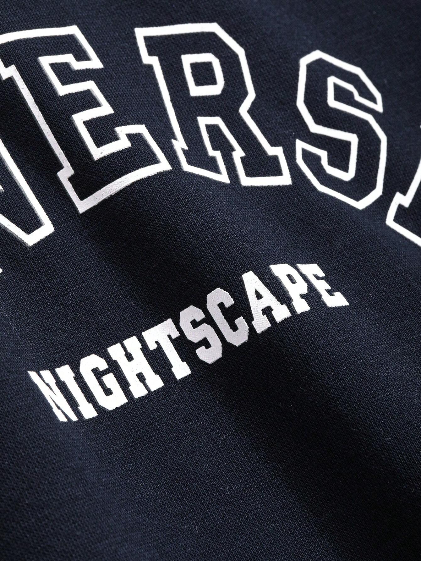 6229 a02-04 DAZY Sudadera con estampado de letra de hombros caídos