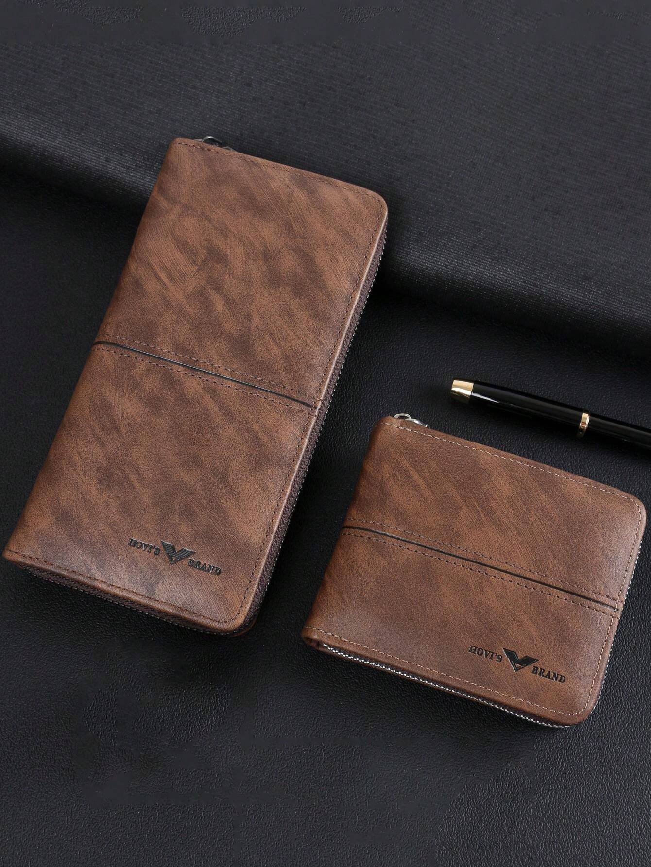 7540 1b-02-20 Dos piezas de billeteras Pu para hombres Cartera larga