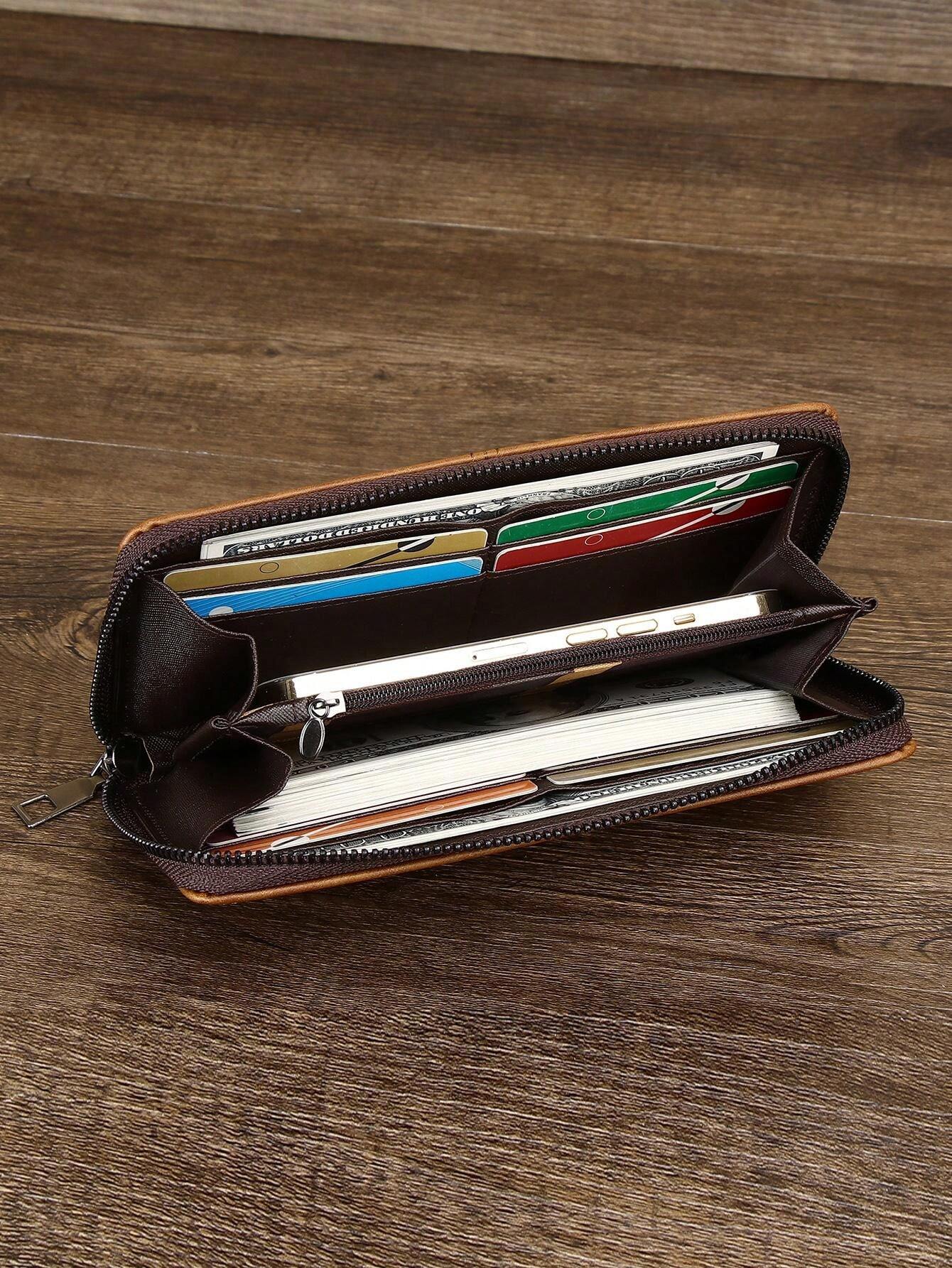 7540 1b-02-20 Dos piezas de billeteras Pu para hombres Cartera larga