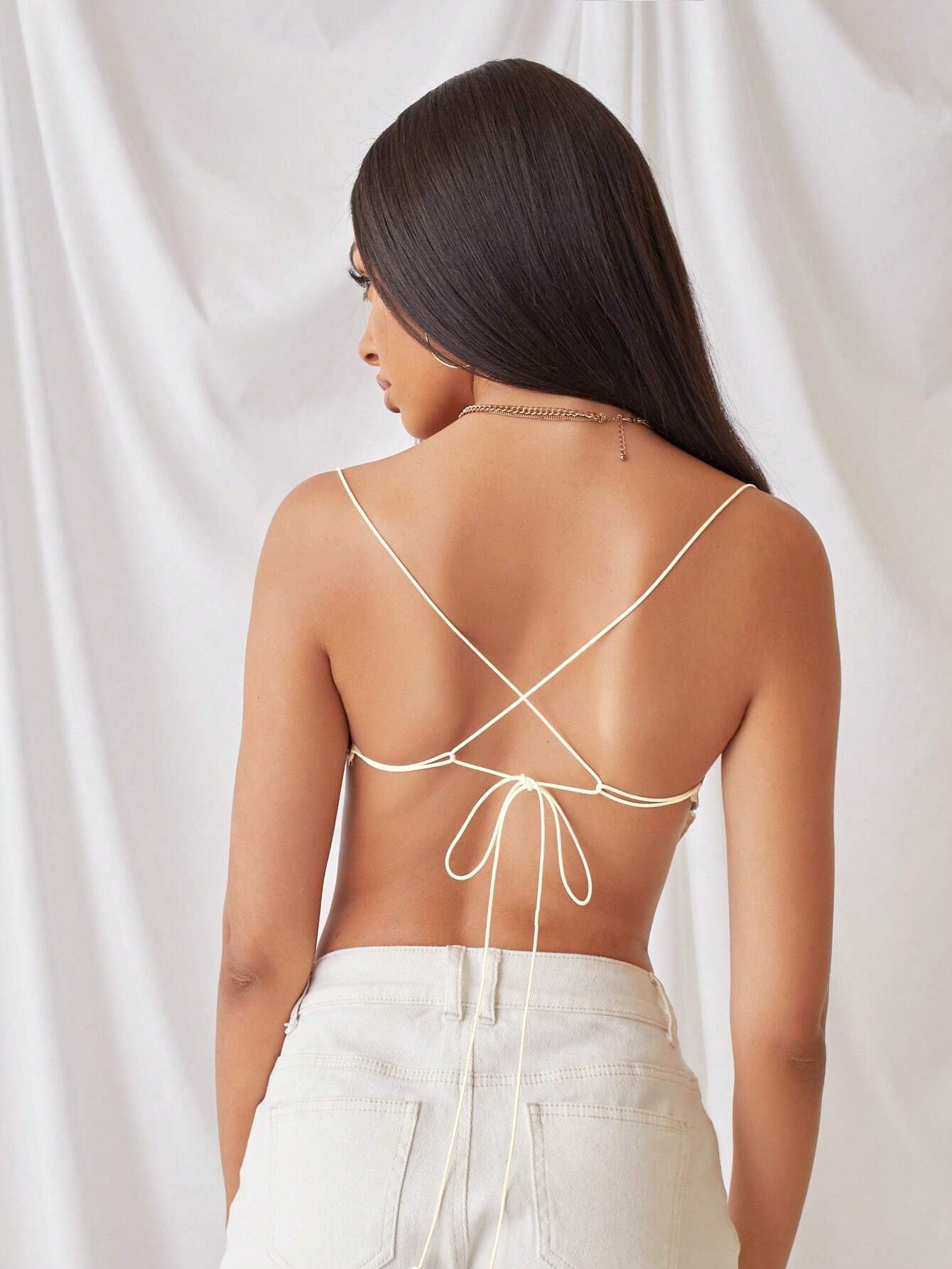 5638 a03-02 Top de tirantes con cordón trasero bajo hanky