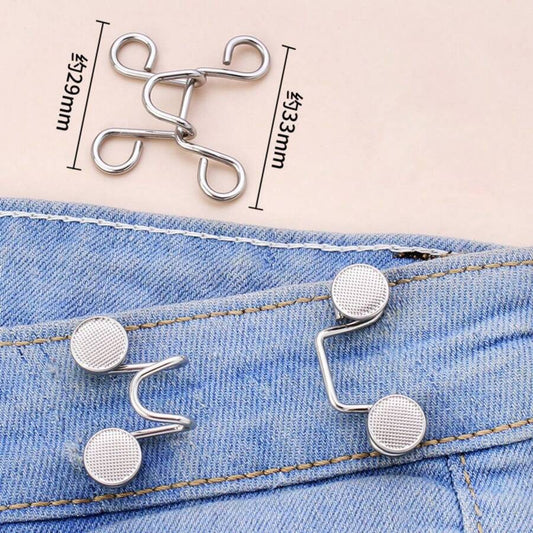 11193 1b-03-04  2 Unids/paquete De Hebilla De Botón De Cintura De Metal De Color Sólido Para Jeans Con Reducción Instantánea De Cintura Y Diseño Desmontable Ajustable