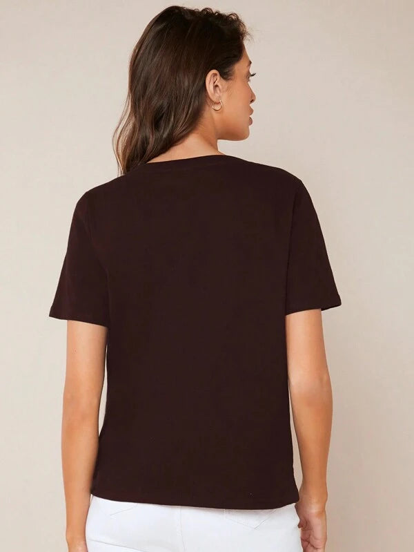 7761 1t-007 Camiseta unicolor escote V