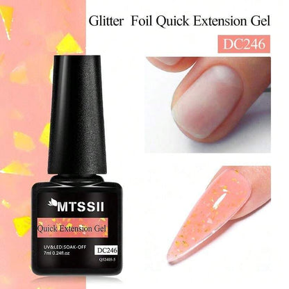 8571 1b-039 Gel De Uñas Con Brillo Rosa Y Lámina De Brillo Extensión Rápida De 7 Ml