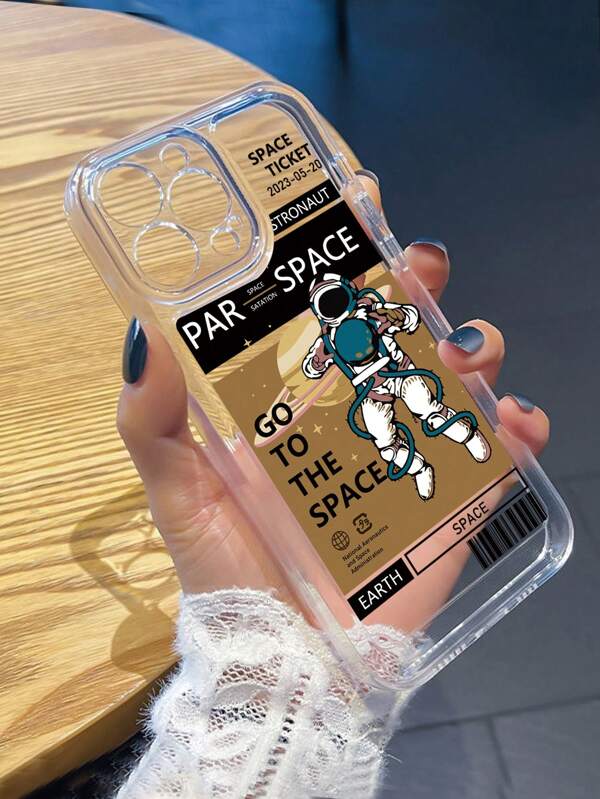 7392 a10-07 funda protectora transparente con recorte grande con estampado de astronauta