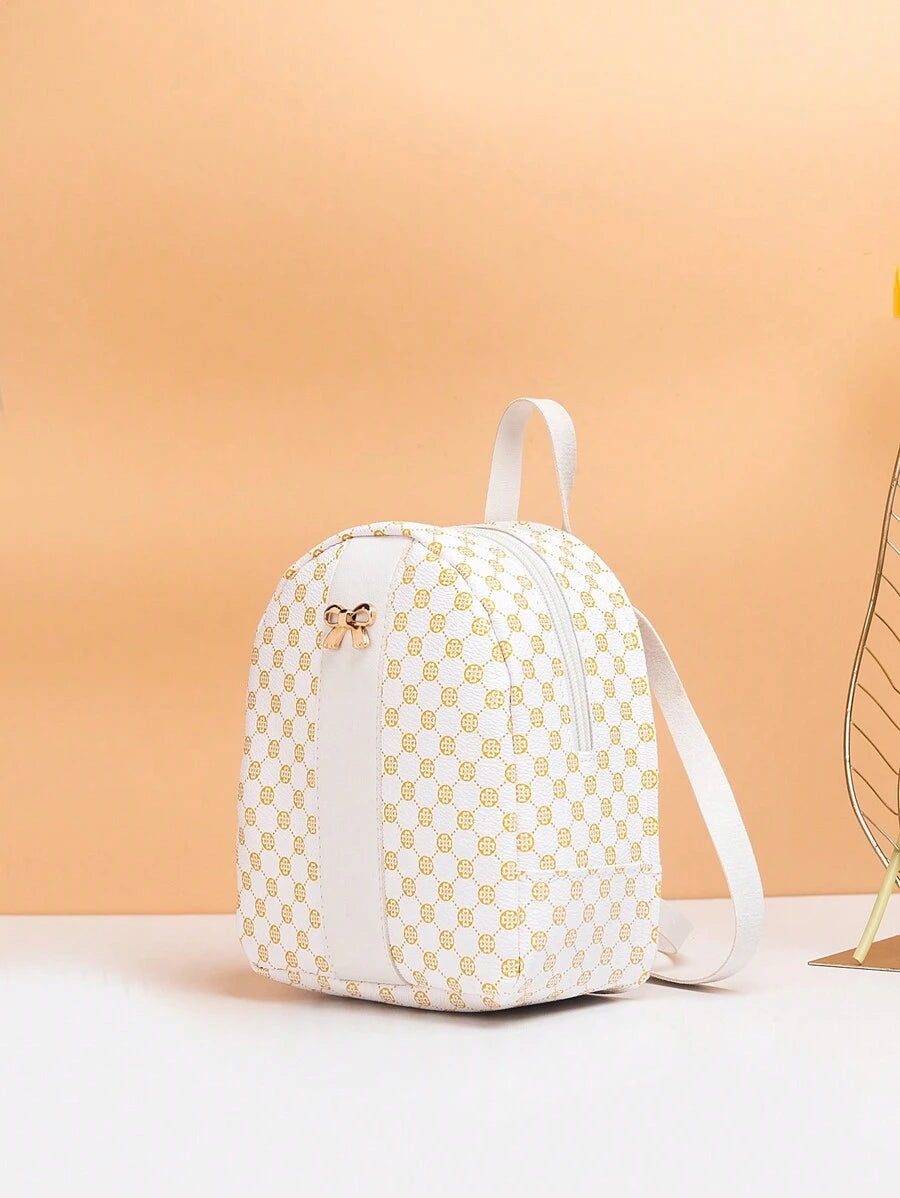 8040 1c-01-03 Mochila Con Estampado Completo Y Decoración De Mariposa Metálica