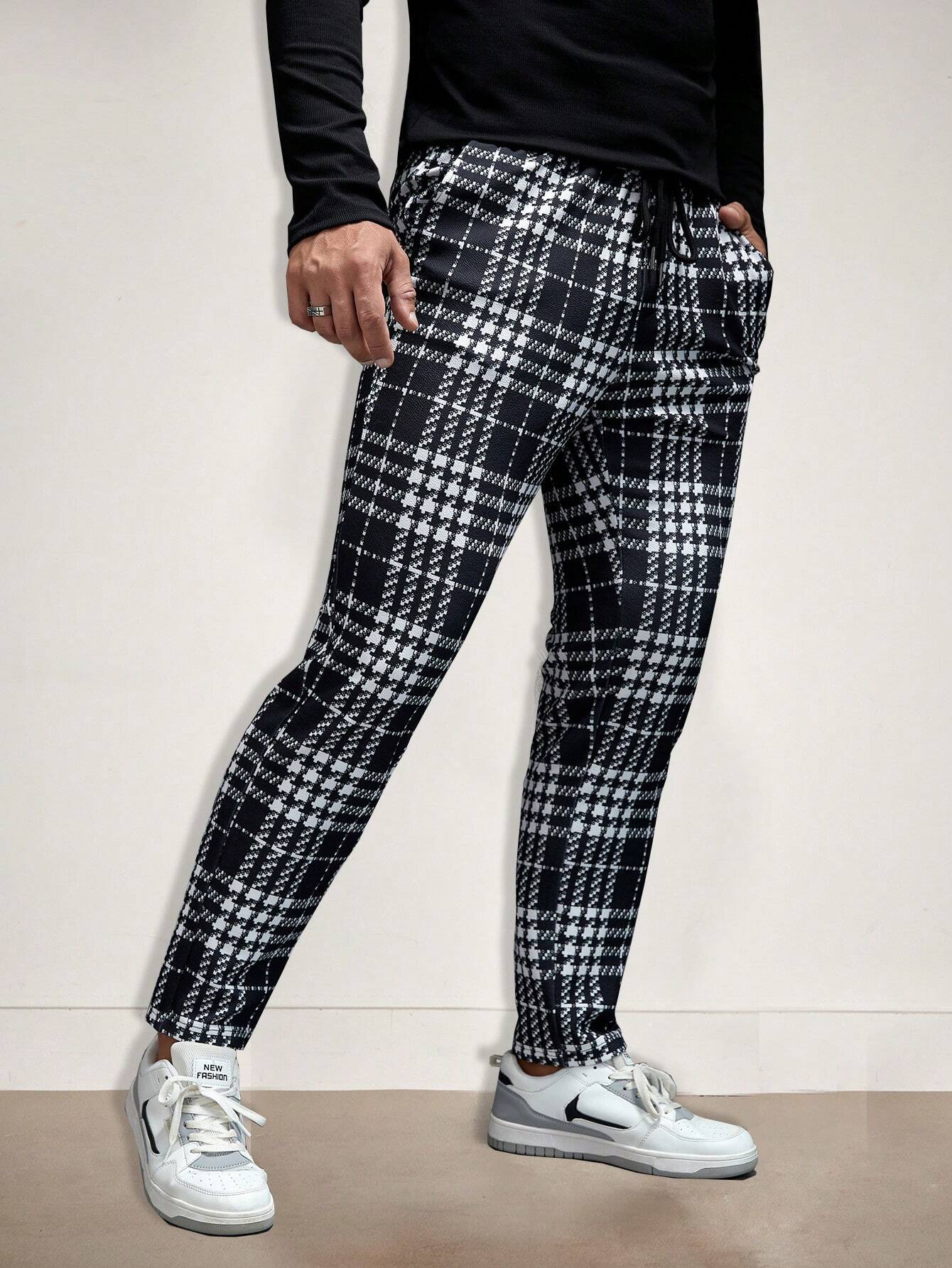 4994 1a-146 Pantalones con estampado de cuadros