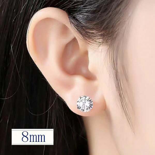 7846 b03-02 Un Par De Pendientes De Tuerca Con Diamantes De Imitación De Circonita Cúbica De 6 Puntas A La Moda