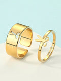 7488 1b-030 set 2 Unids Anillo De Tijeras De Metal De Moda Para Mujer