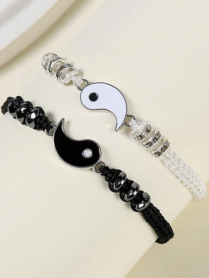 9601 b01-31 Dos piezas/set yin yang acompañado Cuerda ajustable Pulsera para mejores amigos