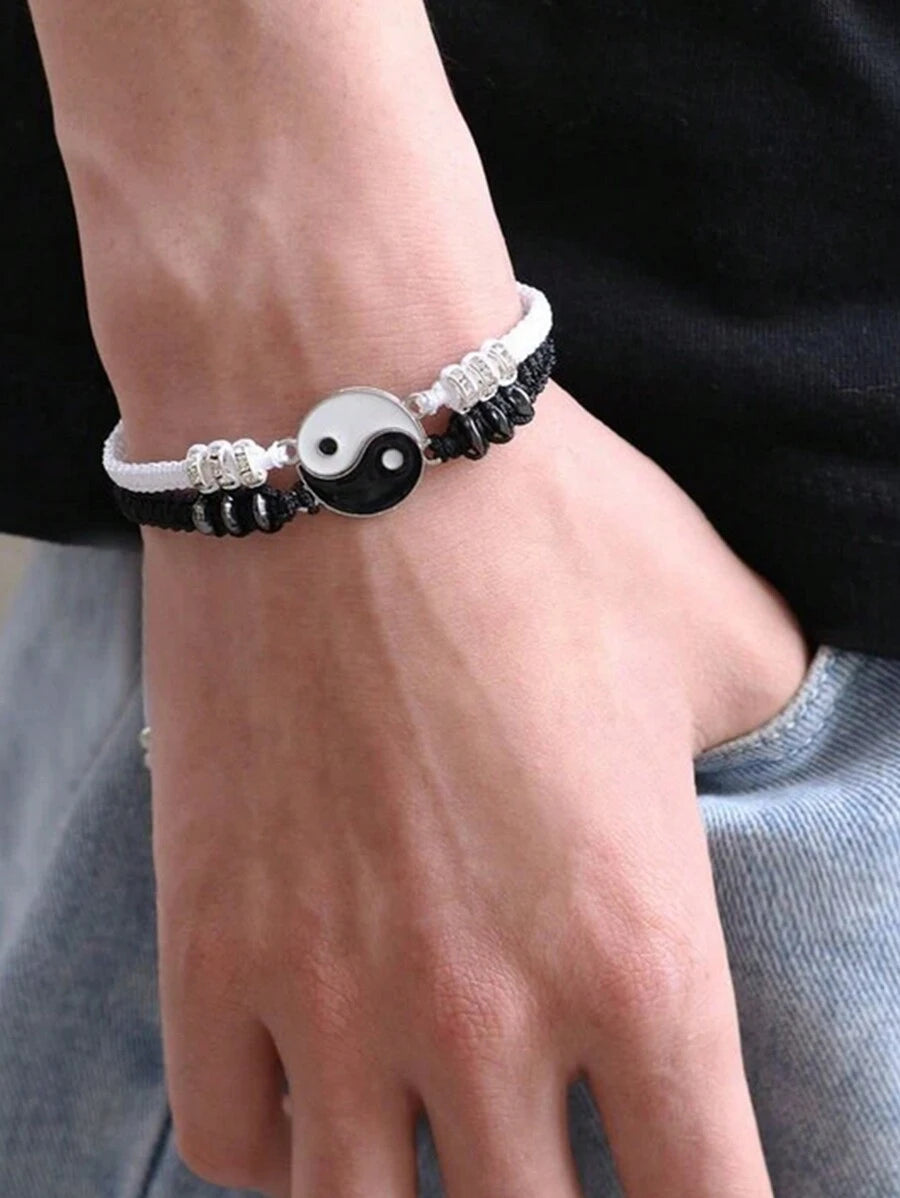 9601 b01-31 Dos piezas/set yin yang acompañado Cuerda ajustable Pulsera para mejores amigos