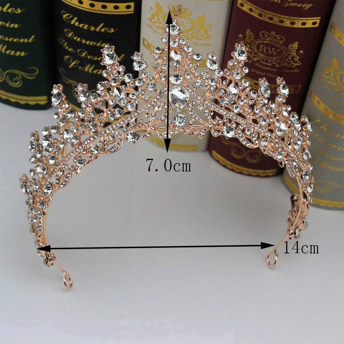 7653 a08-11 Corona De Media Luna Decorada Con Diamantes De Imitación Multicolor Brillantes Para Niñas Y Novias En Fiestas De Bodas