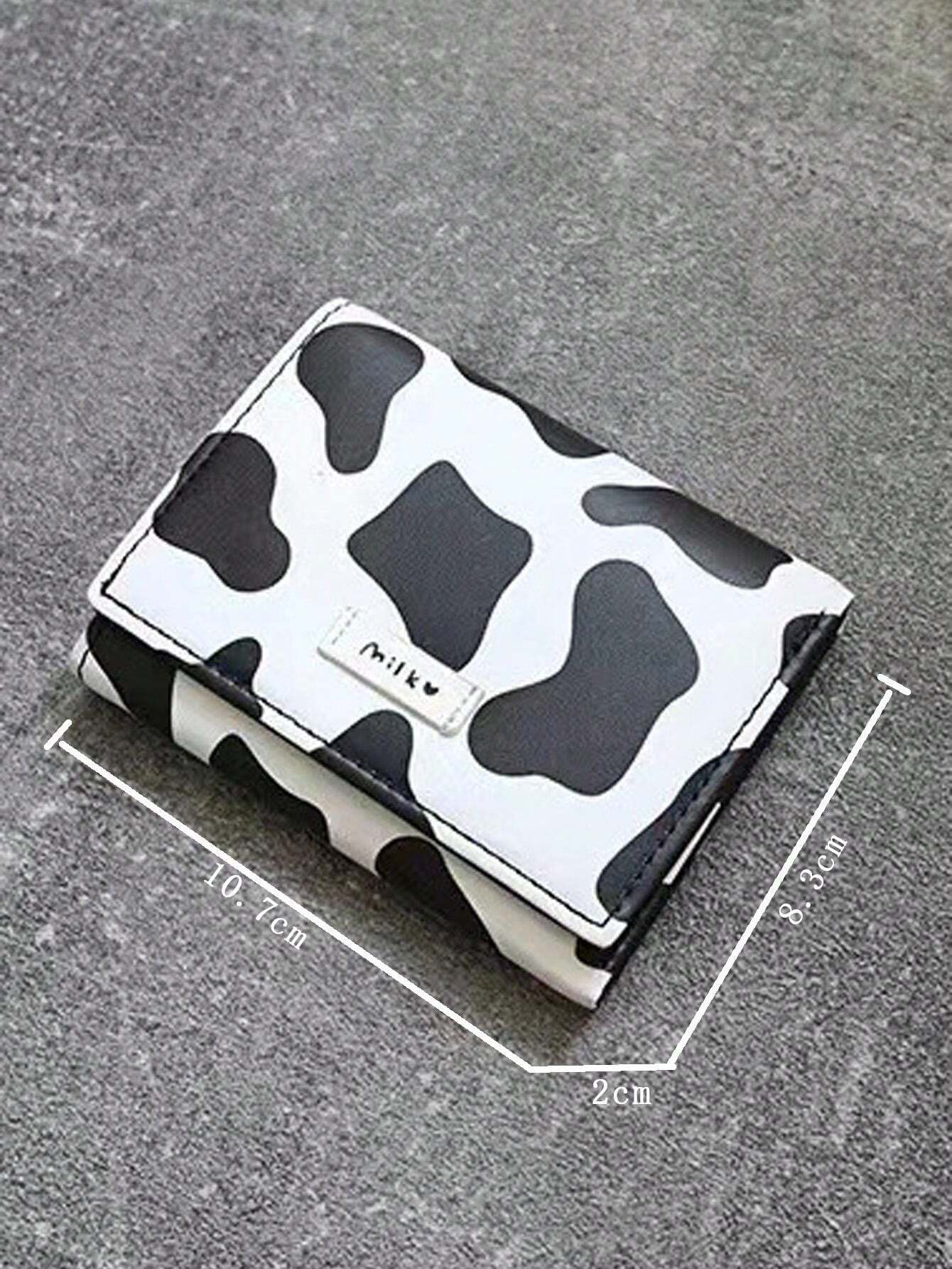 7614 a10-23 Billetera De Monedas Pequeña Y Corta Con Estampado De Vaca De Múltiples Tarjetas Para Mujeres