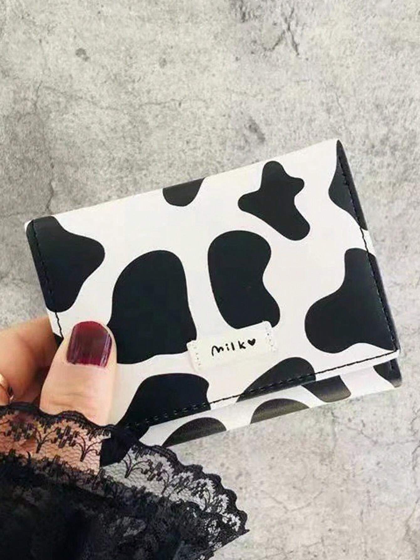 6159 a10-16 Monederos Cortos De Varias Ranuras Para Tarjetas Con Estampado De Vaca