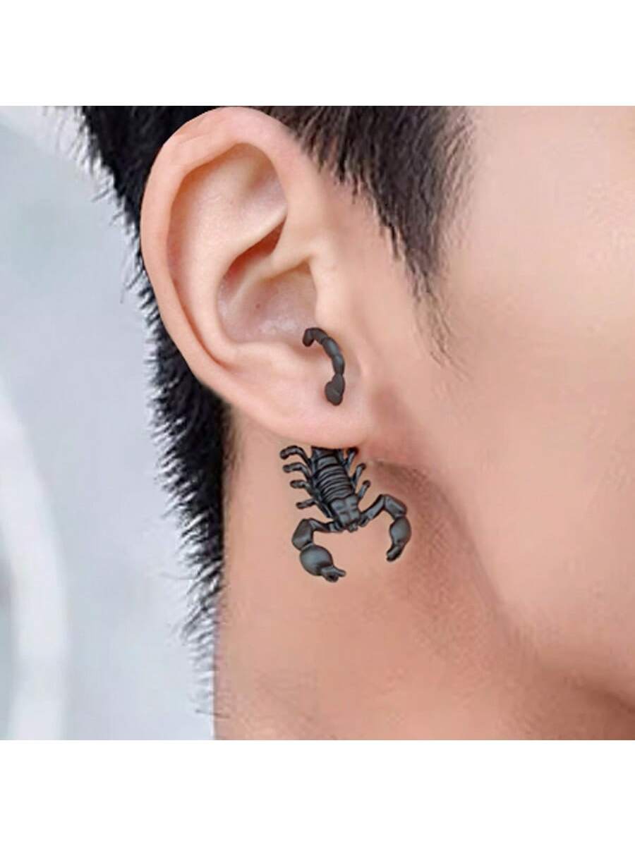 5209 1b-0147 Una Pieza Pendiente De Botón Con Forma De Escorpión Negro Adecuado Para El Uso Diario De Los Hombres