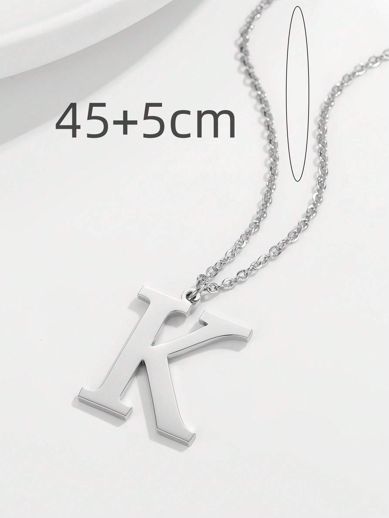 5872 1b-035 Collar Con Letras E Iniciales De Acero Inoxidable